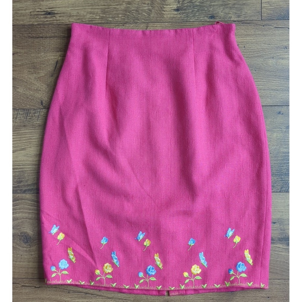 Amanda Smith Womens Sz 10 Floral Embroidered Skirt